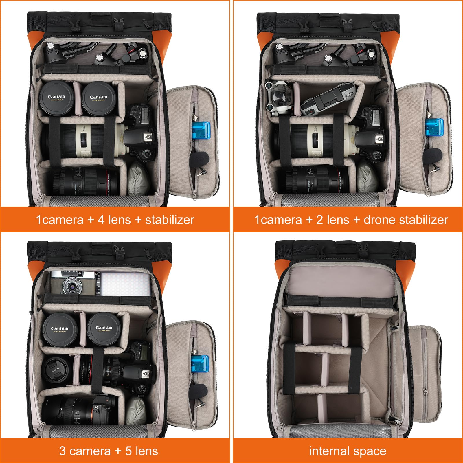 Amazon.co.jp: Besnfoto カメラバックパック 防水 写真バッグ ロール 