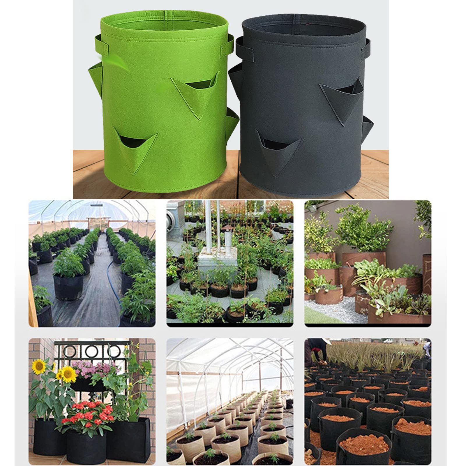 2 Piezas Bolsa de Cultivo de Fresas, Saco de Patatas Contenedor De Cultivo De Tomate con Agujeros y Manejar para Plantas/Hierbas/Flores, 35 * 30CM