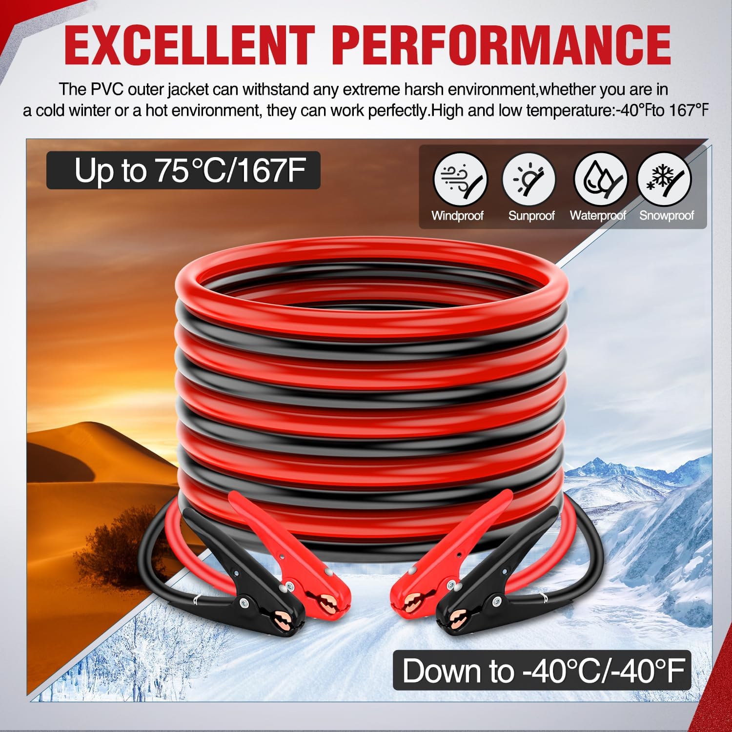 Nilight Jumper Cables for Car Battery 4 Gauge 25 FT Booster Cable Heavy Duty 600 A CCA with Carrying Bag Jump Start Emergency Kit Pickup Truck RV Vans SUV
