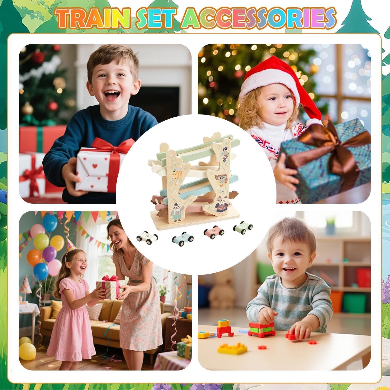 Auto giocattolo da corsa con rampa, interattivo in legno per | Giocattolo da corsa su rampa con auto a frizione per bambini, prescolari, interni, giochi, aula