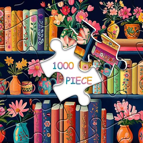 Miniatura 7 de Rompecabezas de 1000 piezas, rompecabezas de páginas de flores silvestres de PICKFORU con temática literaria, coloridos rompecabezas desafiantes