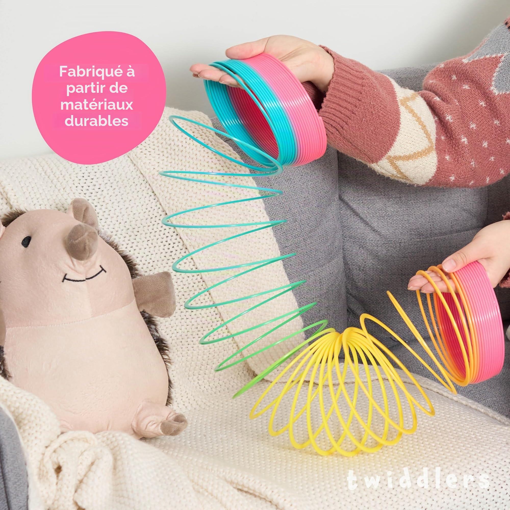 THE TWIDDLERS Géant Jouet à Ressort Arc-en-Ciel pour Enfants - XXL 15cm - Ressort Magique - Cadeau Anniversaire & de Noël pour Enfants, Garçons & Filles