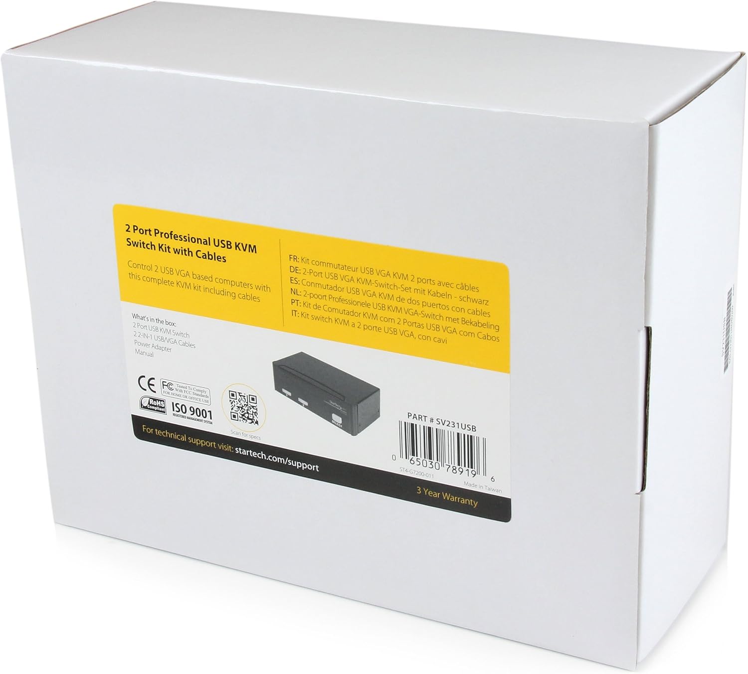 StarTech.com 2 Port VGA USB KVM Switch - VGA KVM Switch - 1920x1440 - USB 2.0 - KVM Video Switch , TAA (SV231USB)