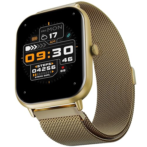 Fire-Boltt Ninja Call Pro Max Ultra Bluetooth Calling Smart Watch, 2.01" HD Display, 120+ Sports Modes, Health Suite, AI Voice Assistance, SpO2 Smartwatch for Men & Women - Gold Link