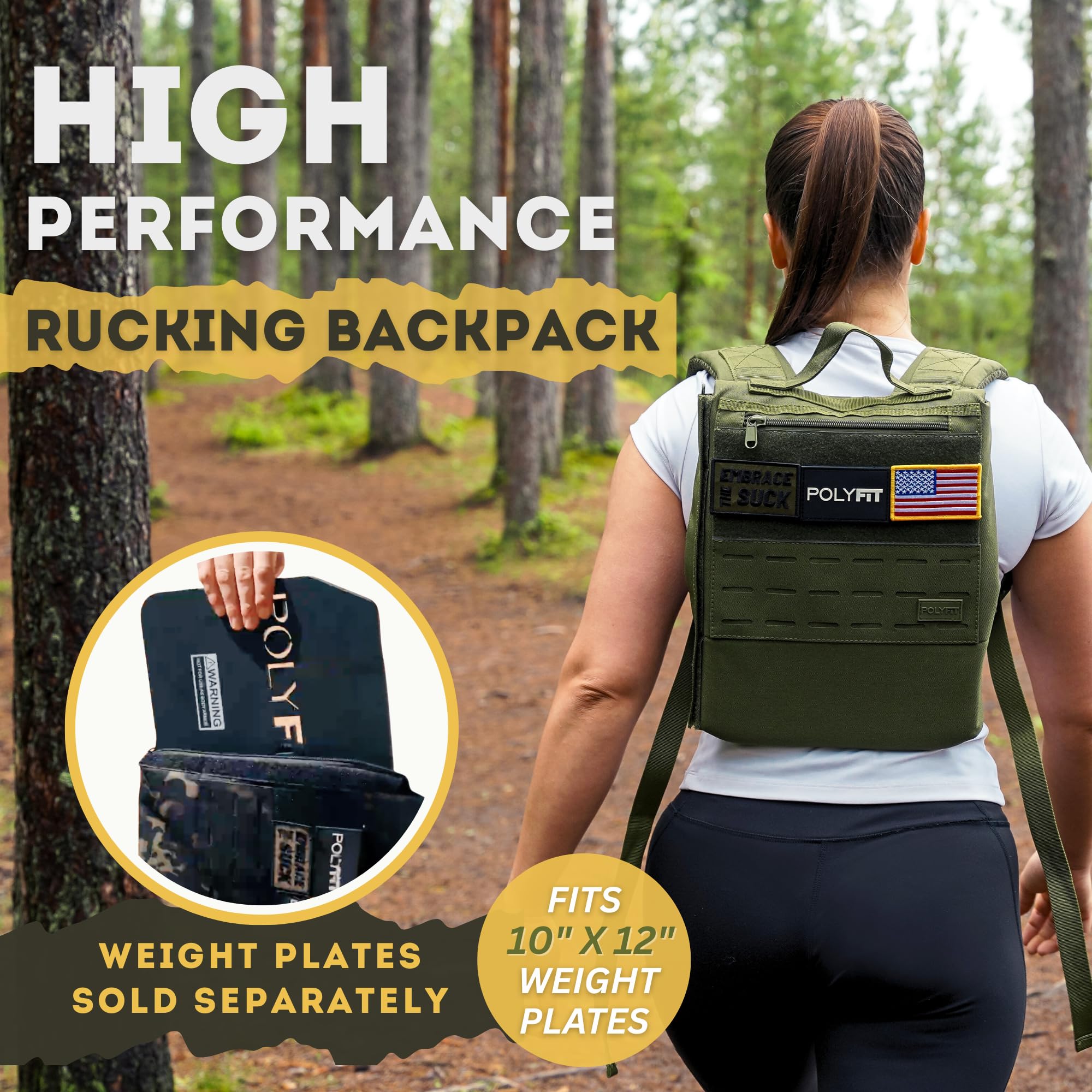 Snapklik.com : Polyfit Rucking Backpack 2.0 - Weighted Ruck Pack For ...