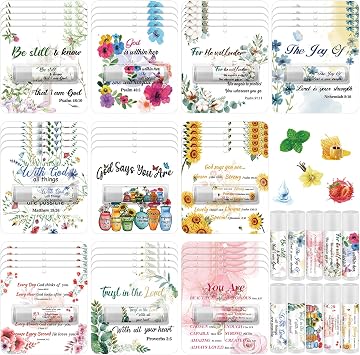 10 Pack Christian Gifts Bulk for Women Men Religious Lip Balms Bulk Church Party Favors Christmas Party Gifts Stocking Stuffers Bible Verse Study Supplies for Employee Staff Coworkers