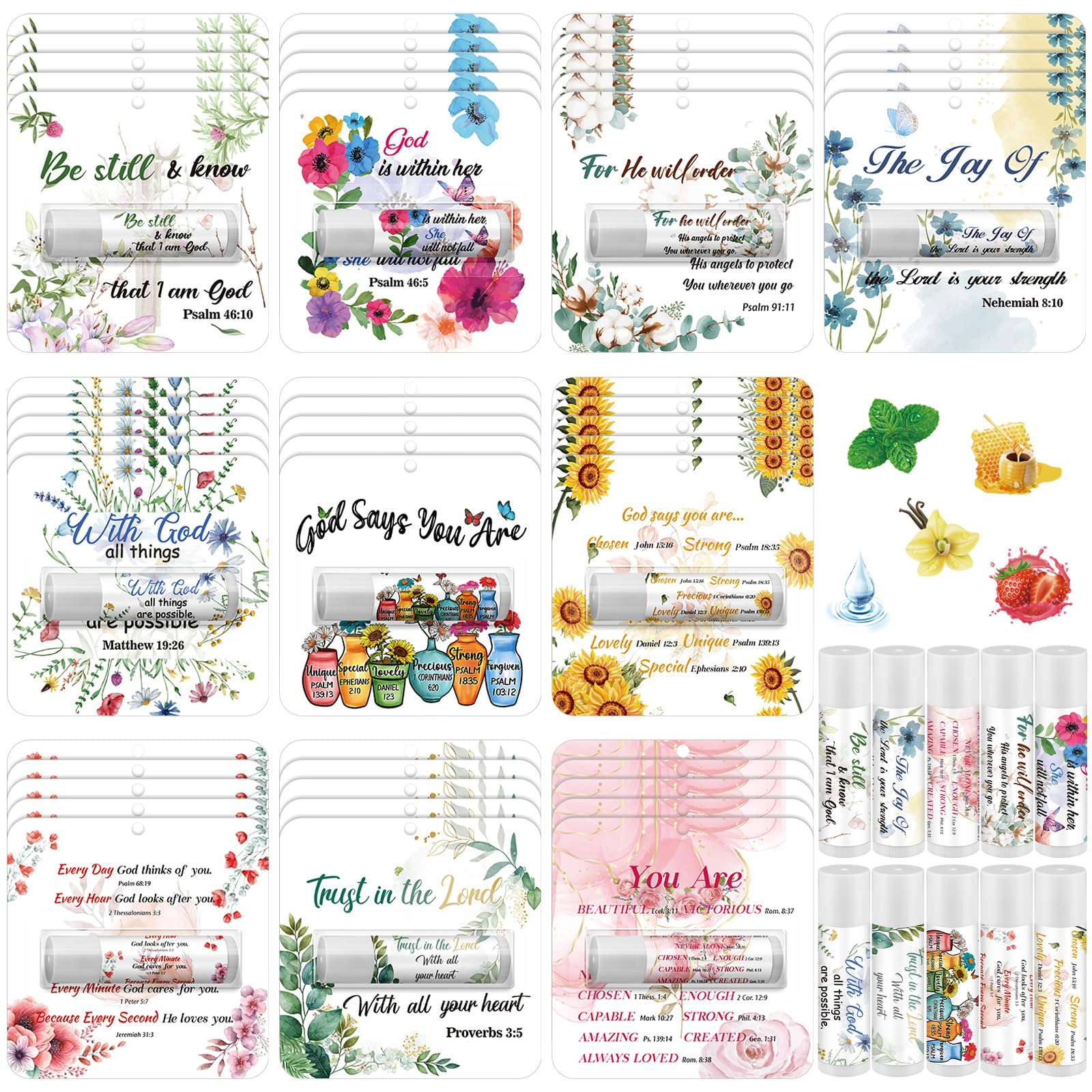Photo 1 of Sacubee 30 Pack Christian Gifts Bulk for Women Men Religious Lip Balms Bulk Church Party Favors Christmas Party Gifts Stocking Stuffers Bible Verse Study Supplies for Employee Staff Coworkers