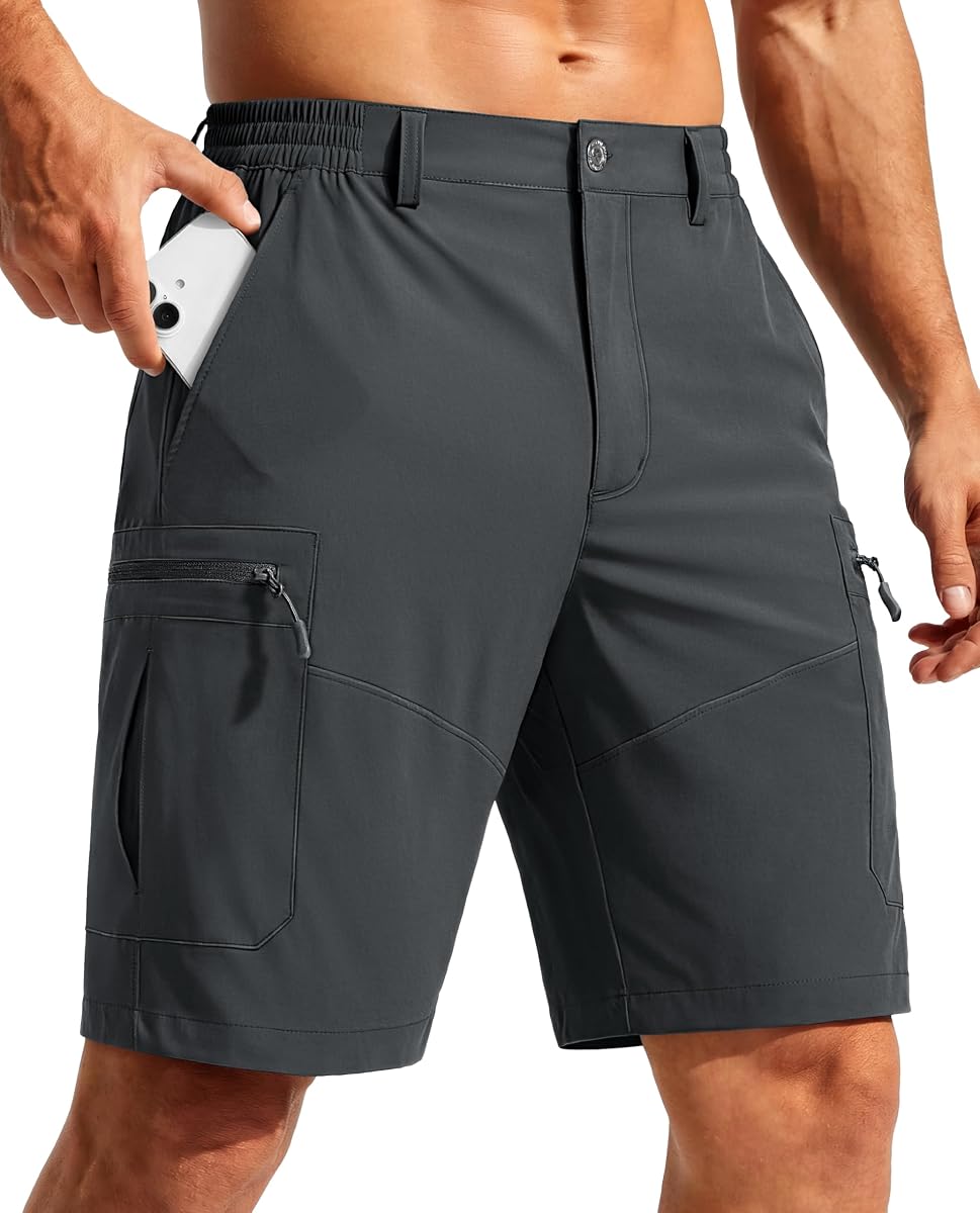 TACVASEN Men's Hiking Cargo Shorts 9" Quick Dry Lightweight Work Golf Dress | 5 Pockets,Water Resistant,Stretch,Outdoor,Casual,Golf,Fishing,Travel,Summer