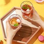Frcctre 9 Pack de verres à boire anciens, 13 oz Verres d'eau romantiques Tumblers Glacier jumelé Tumbellers de boissons Vaisselle vintage pour boissons, jus, bière, eau, cocktails, whisky