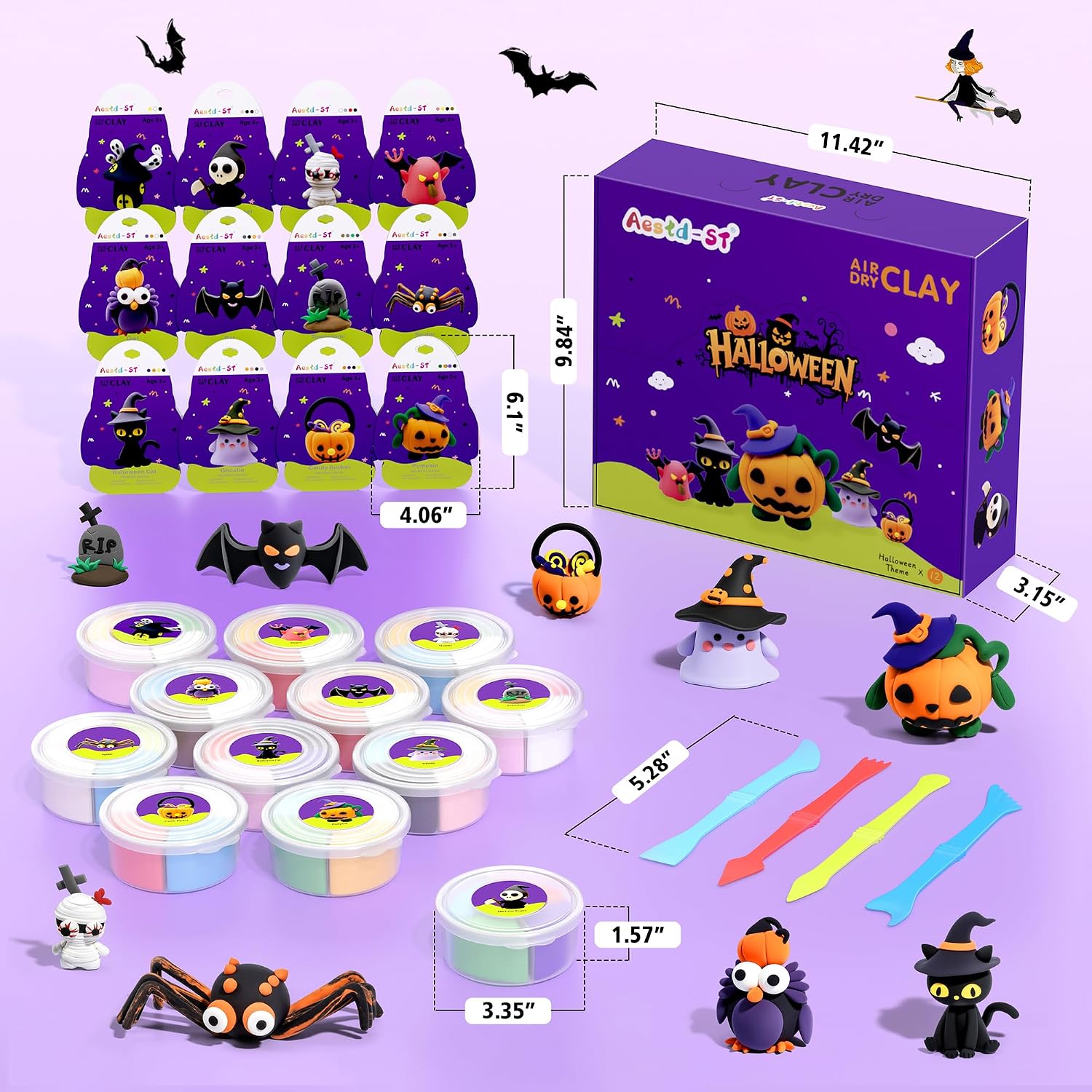 Aestd-ST Air Dry Clay 66 Colors & Air Dry Clay Kit - Halloween Theme