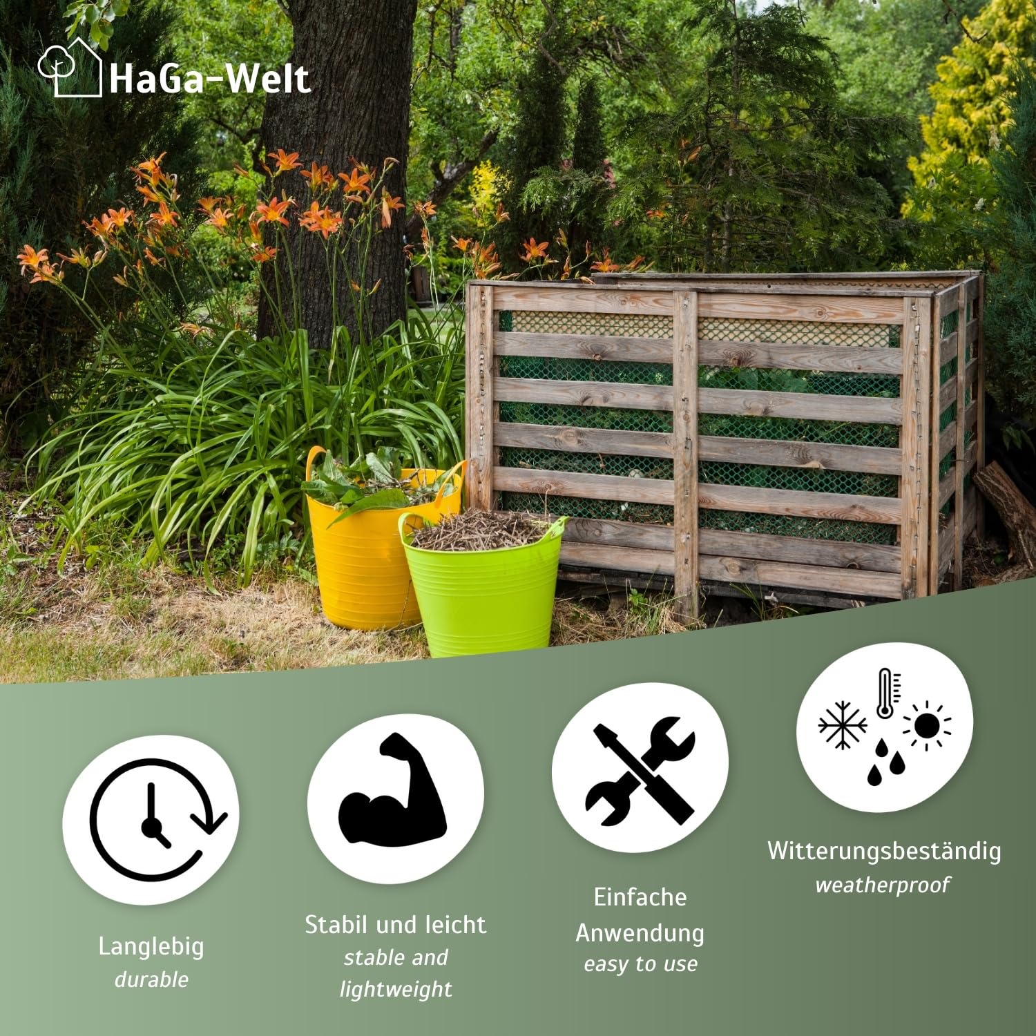 HaGa Kompostgitter 1,2m x 25m - Hochwertiger Kunststoff für Abfall & Recycling - Praktische Größe für Komposter, Schnellkomposter & Thermokomposter