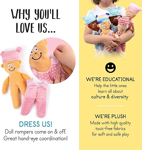 Miniatura 5 de Cesta de bebés  Muñecas de bebé multiculturales  Muñecas de bebé diversas  Muñecas para niños pequeños  Muñeca de bebé  5 muñecas de vestir con