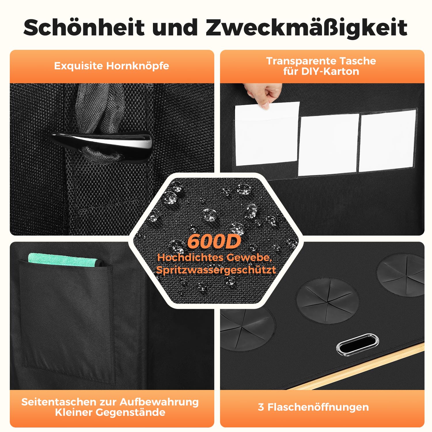 OUSFOT Pfandflaschen Sammelbehälter, 170L Schwarz Pfandflaschen 3 Fächer Leergut Sammelbehälter Pfandflaschen Behälter Geeignet für Küche