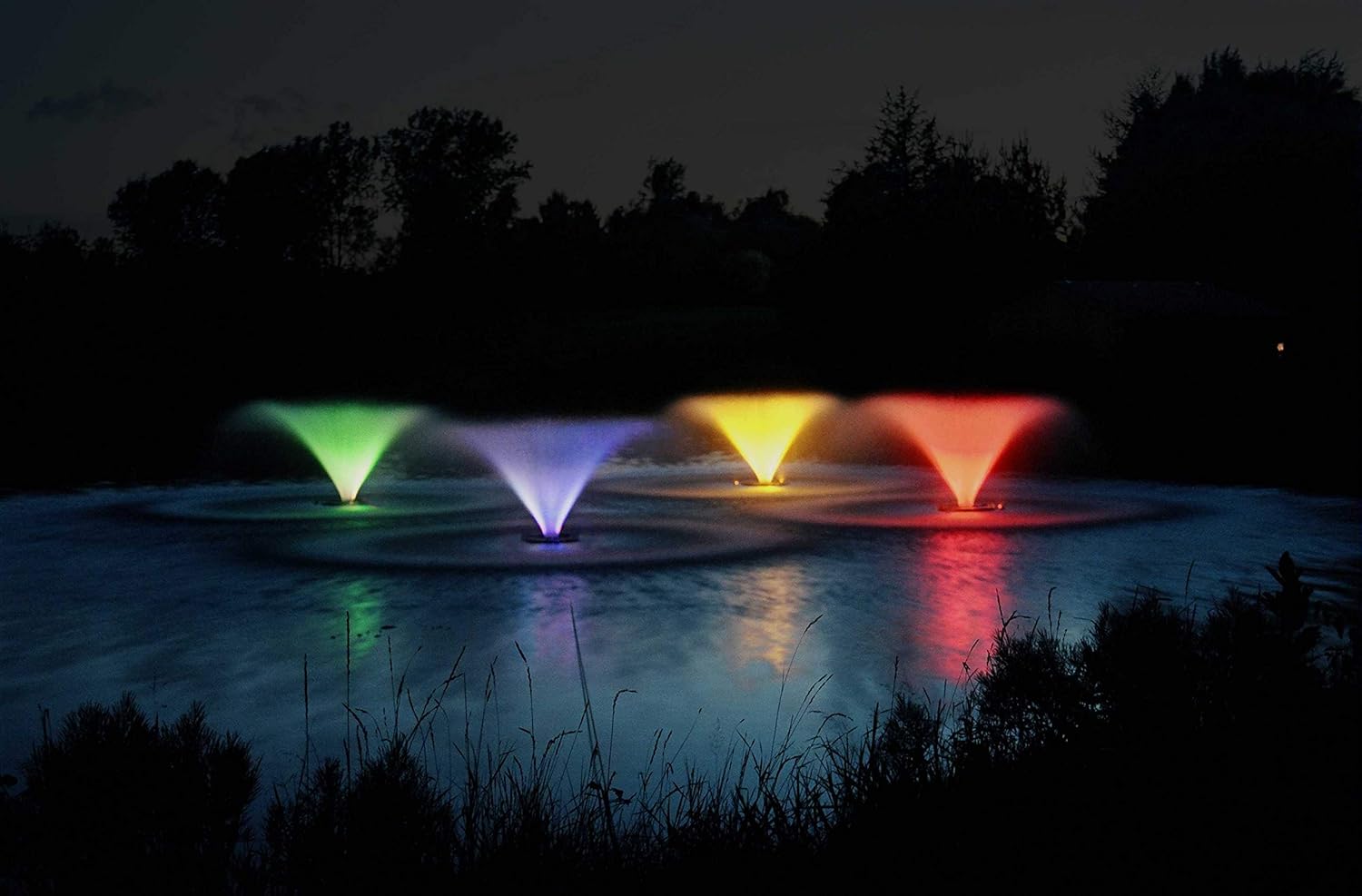 Kasco LED Composite 3 Light Decorative Fixture Kit for 1/2-1HP Fountains | 120V, 11W per Fixture | 5 Color Option Available | 150ft Power Cord Included | (Fountain Sold Separately)