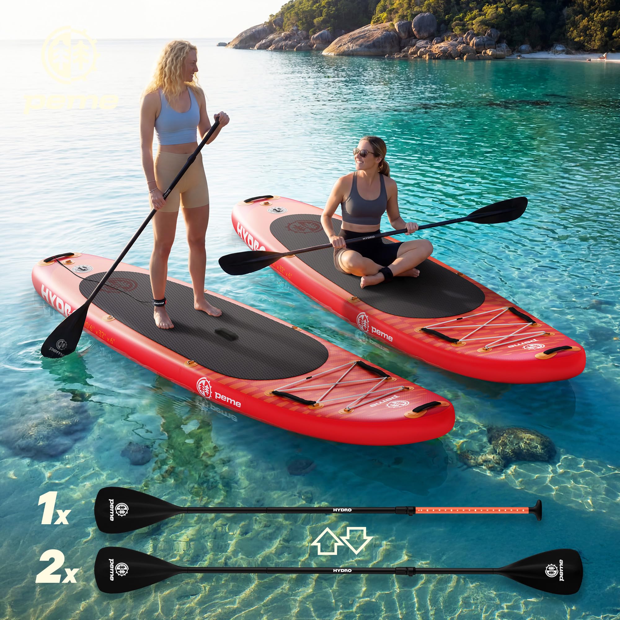 peme Paddle Gonflable Adulte 2 Place Stand Up Paddel Padle Peche Planche Aquatique Surf Standup Loisir pour Sport Mer Lac Rivière Équilibre Dérive avec Pompe Sac Antidérapant 150 166 kg 320 350 cm