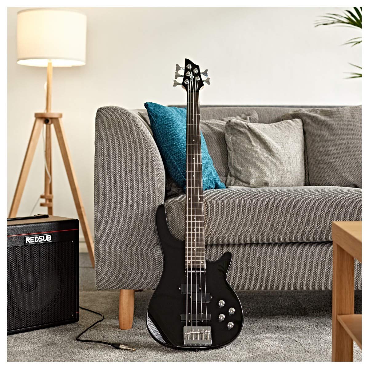 Basso a 5 Corde Chicago di Gear4music Nero