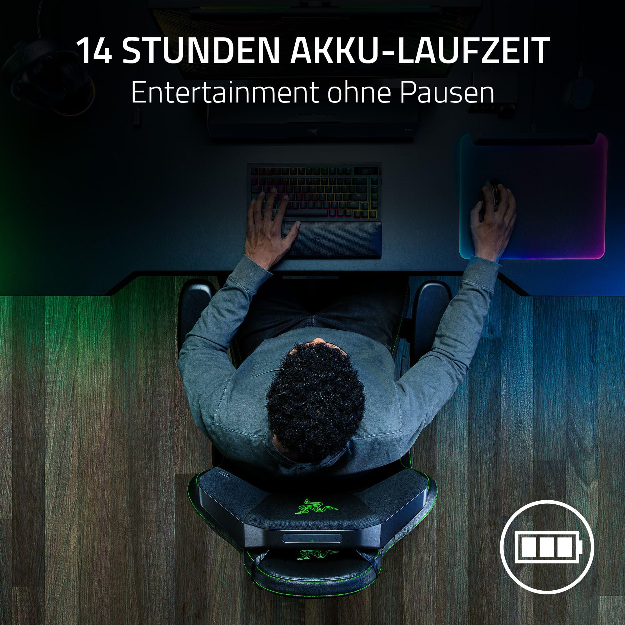 Razer Clio - THX Spatial Audio-fähiges kabelloses Lautsprecherkopfkissen (gepolsterte Auflage, 43mm Full Range Treiber, HyperSpeed Wireless und Bluetooth, 14 Std Akkulaufzeit) Schwarz