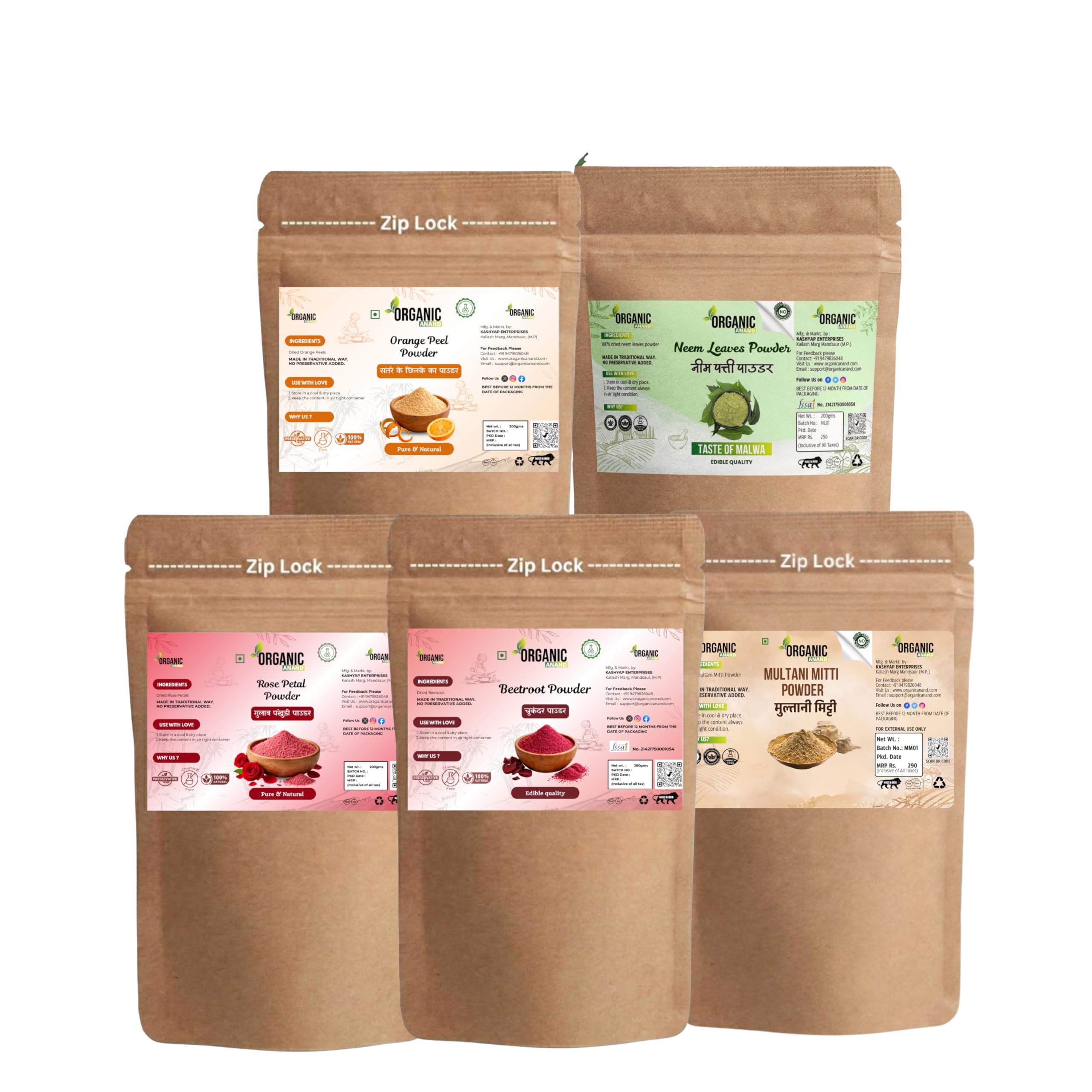 Neem, Multani Mitti, Rose, Beetroot & Orange Peel Powder 5in1 Combo for Face Pack | 100% Natural Skin Care | Acne, Glow, Tan Removal | Herbal Face Pack Powder (Pack of 5, 50gm each,Total 250Grams)-image-41