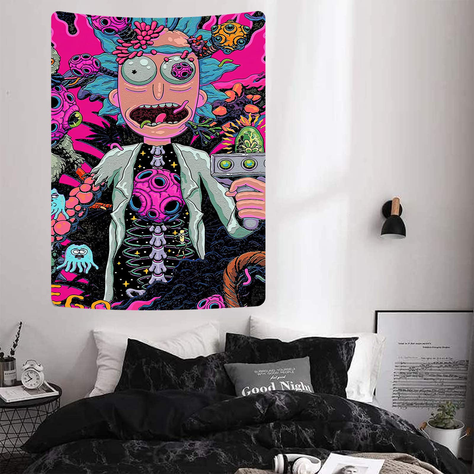 Funny Rick Morty Tapestry Anime Tapestry Aesthetic Teen Girl And  display picture 1