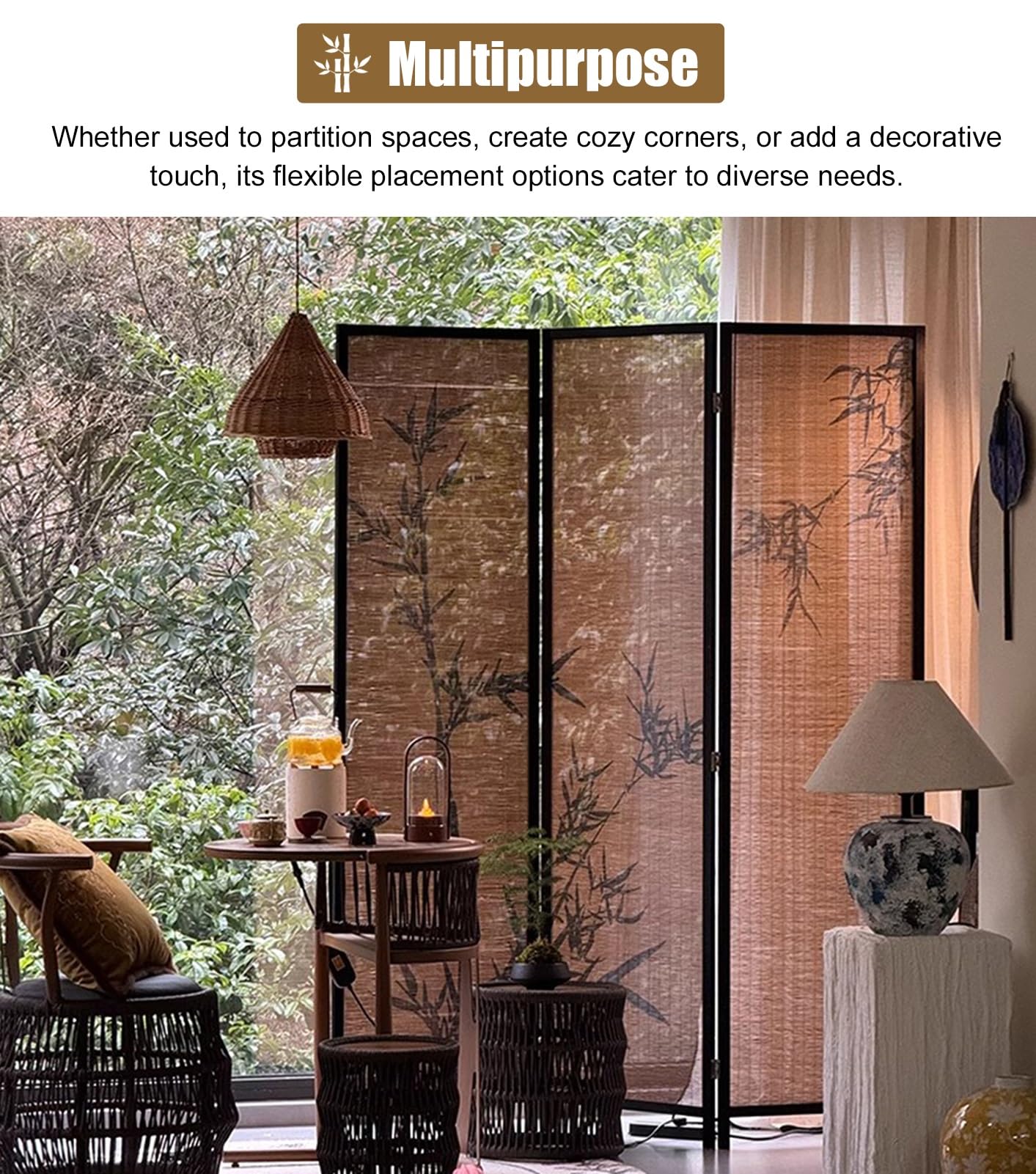 竹製 3つ折り パーテーション 曙工芸製作所 スクリーン 衝立 パーテーション 間仕切り 3連 竹