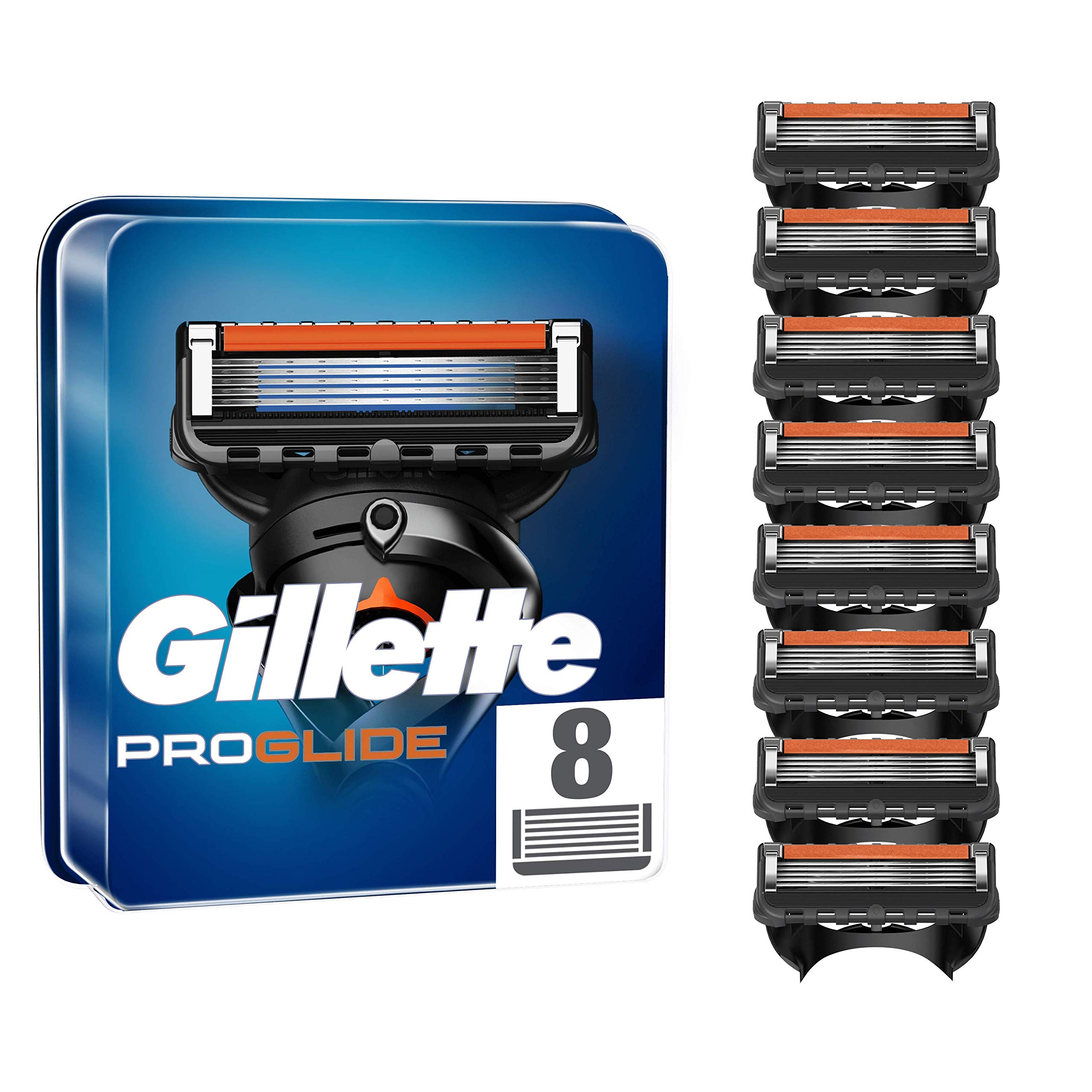 Recambios de cuchillas de afeitar Gillette ProGlide para hombre, 8 unidades, con 5 cuchillas antifricción para un afeitado apurado y duradero