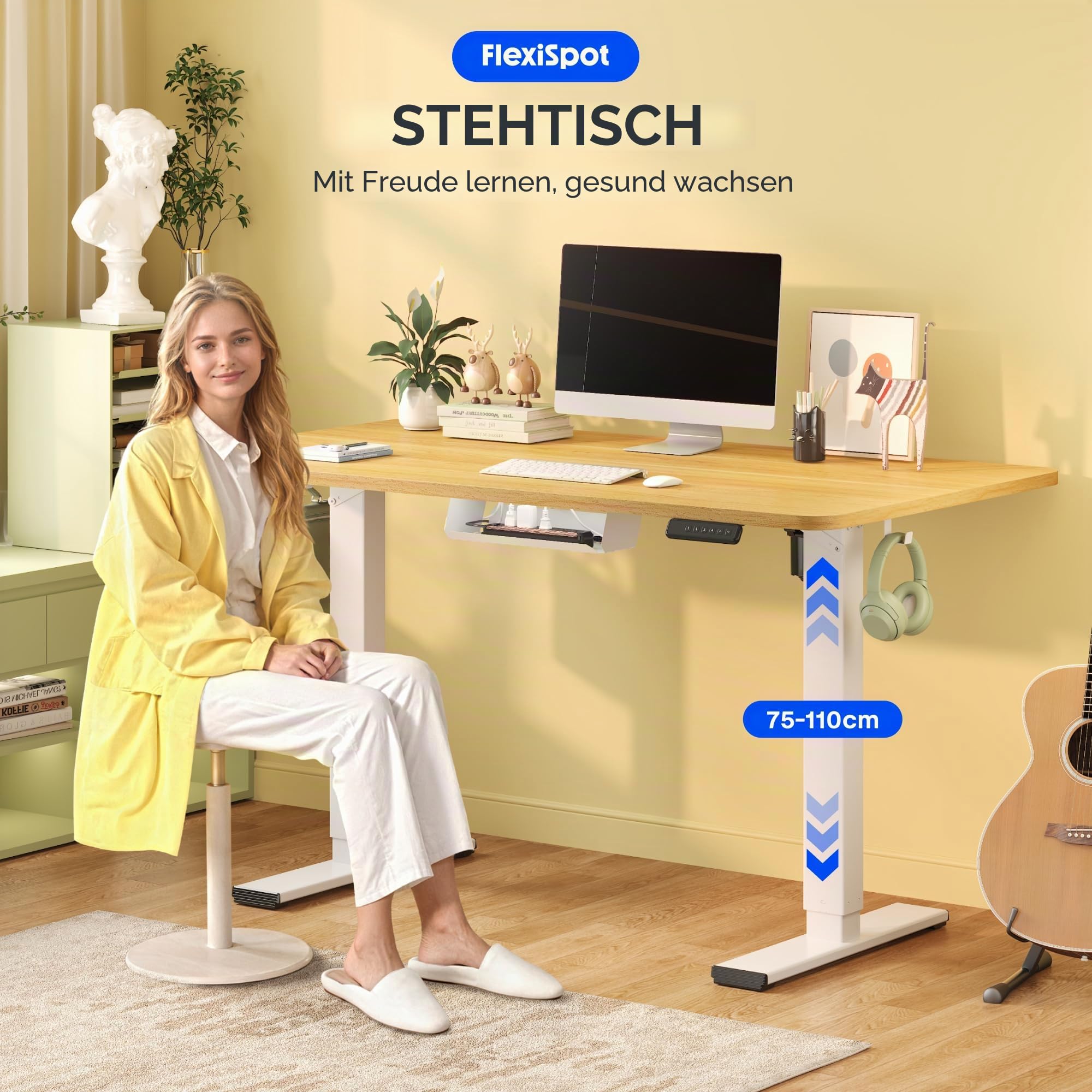 FLEXISPOT Basic Height-Adjustable Desk 120 x 60 cm – One-Piece