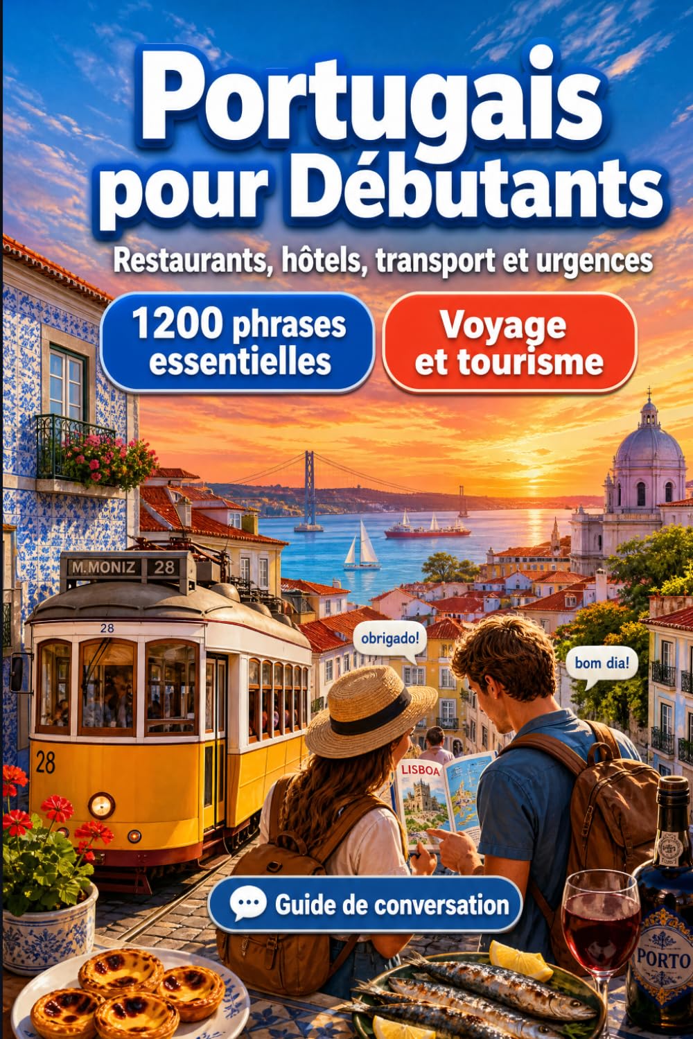 Portugais Pour Débutants: 1200 phrases essentielles en Portugais pour voyager: Guide de prononciation facile, conversations du quotidien, restaurants, hôtels, transports, shopping, urgences