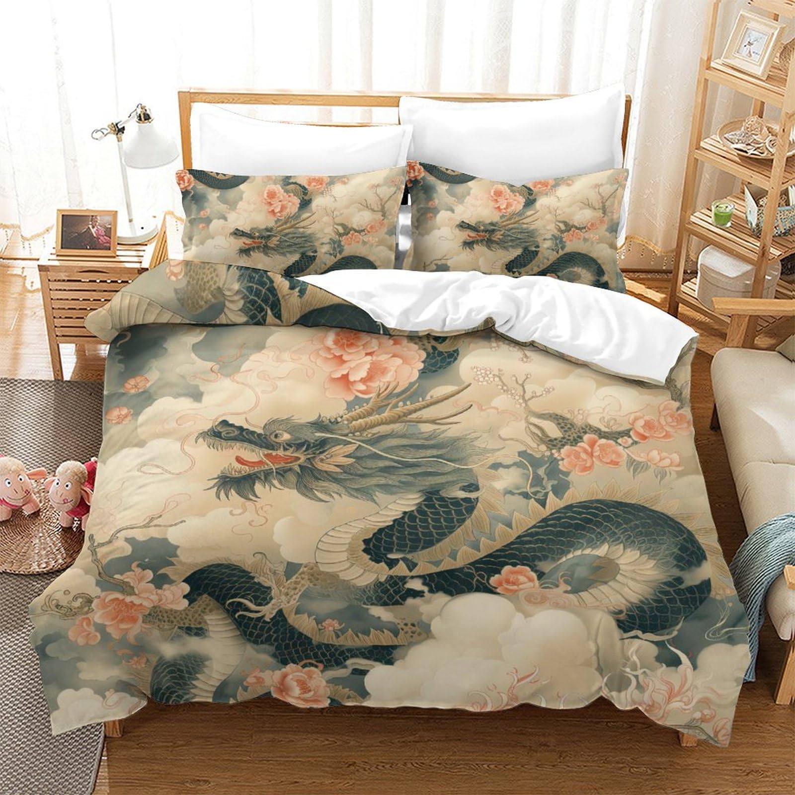 Parure dragon microfibre super douce respirante 3 pièces 200x200