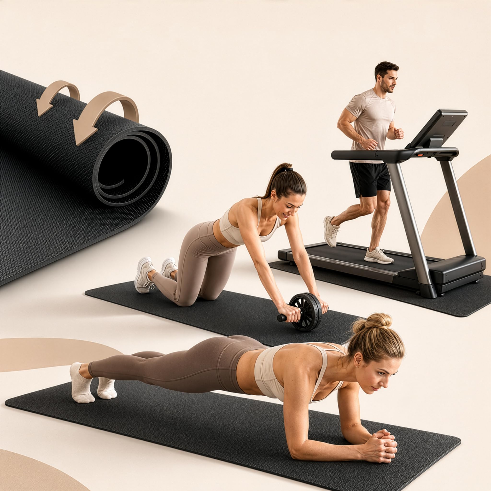 Floordirekt Sparta - Esterilla antideslizante para fitness y cinta de correr, bicicleta elíptica y equipo de fitness, absorción de impactos