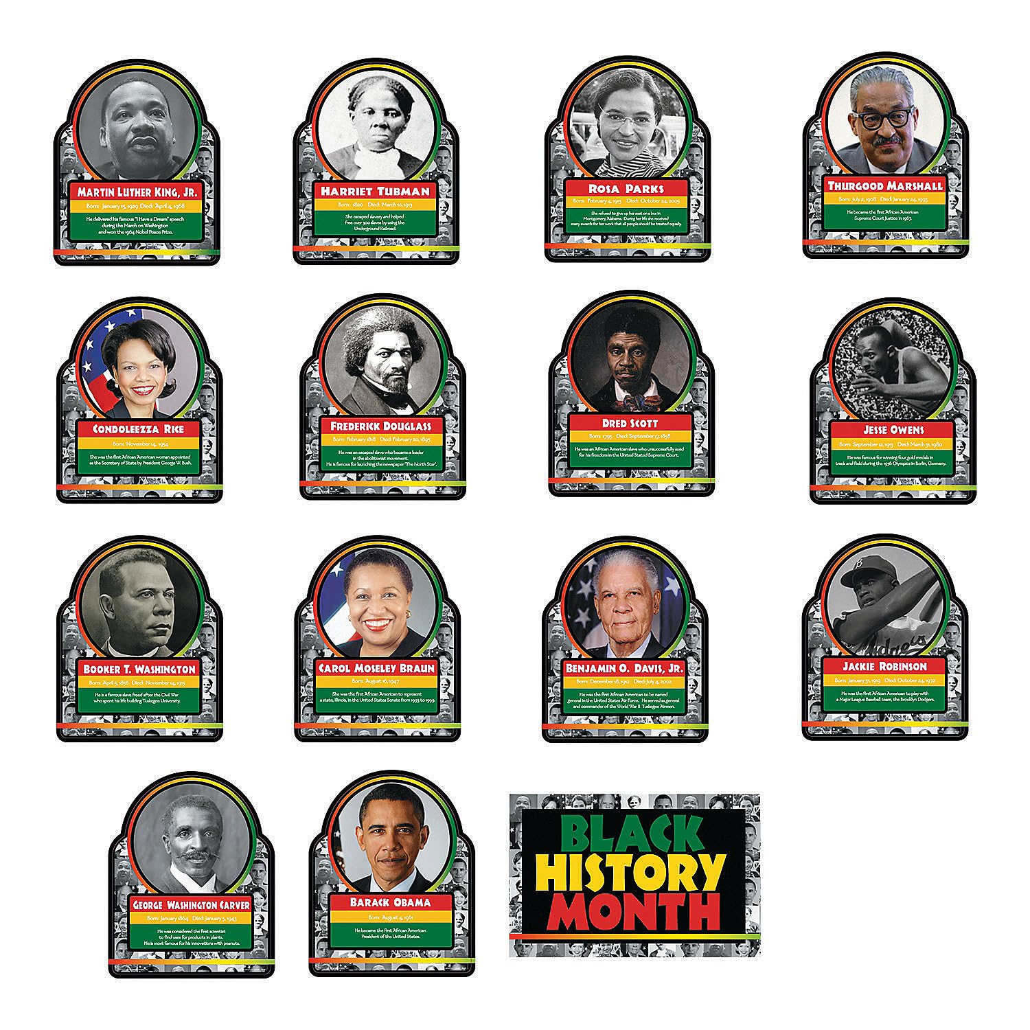 Black History Learning Charts - Famous People, 15 Pieces, Educational And Learning Activities For Kids - 10in x 8in and 18in x 28in