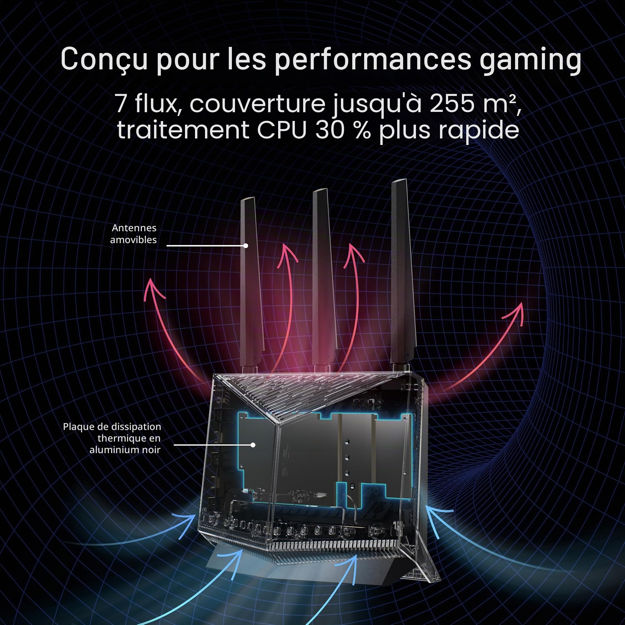ASUS RT-BE86U BE6800 Routeur Wi-FI Double Bande, Prend en Charge 4096-QAM, MLO, Reconnaissance KI-WAN, AiMesh, sécurité réseau sans abonnement et Fonctions VPN complètes, Guest Network Pro, Gaming