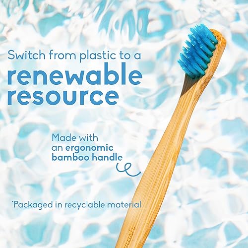 Miniatura 4 de The Humble Co - Cepillos de dientes de bambú, paquete de 5, cerdas ultrasuaves de bambú natural, cerdas suaves sin BPA para encías sensibles, mango