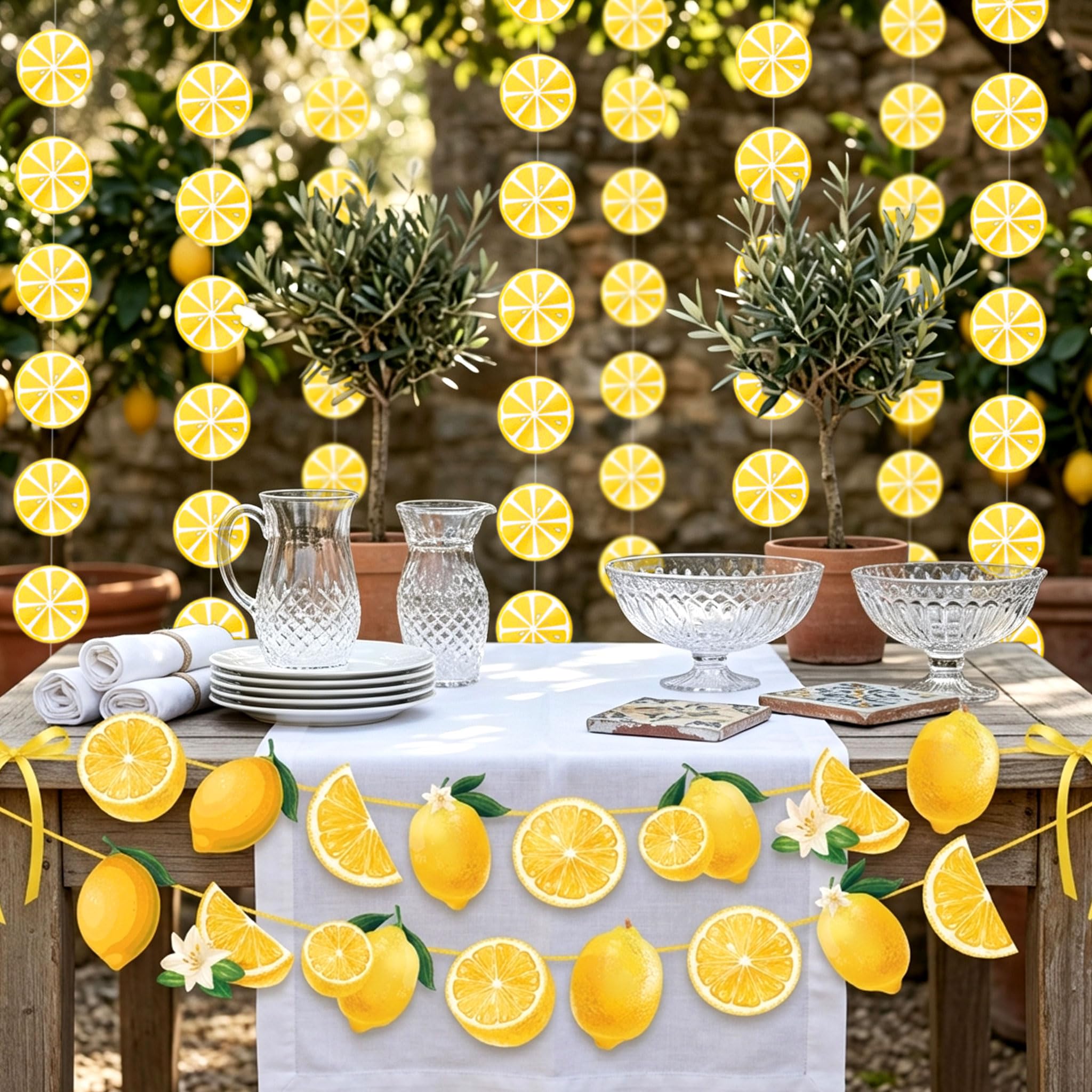 Lemon Party Banner Garlands Yellow Lemon Birthday Party Hanging Decorations Lemonade Theme Banners Room Wall Decor for Lemonade Theme Birthday Wedding Party Supplies