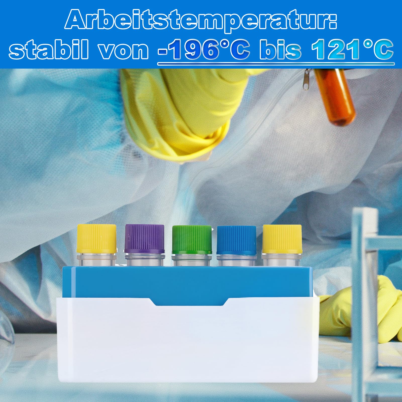 5 Stücke Kryobox, kryoröhrchen box mit Codierung, Mikrozentrifugenröhrchenbehälter, Kryogene Aufbewahrungsboxen, 25 Gitter, PC, 2 Zoll, 75 * 75 * 52mm (5 Stücke)
