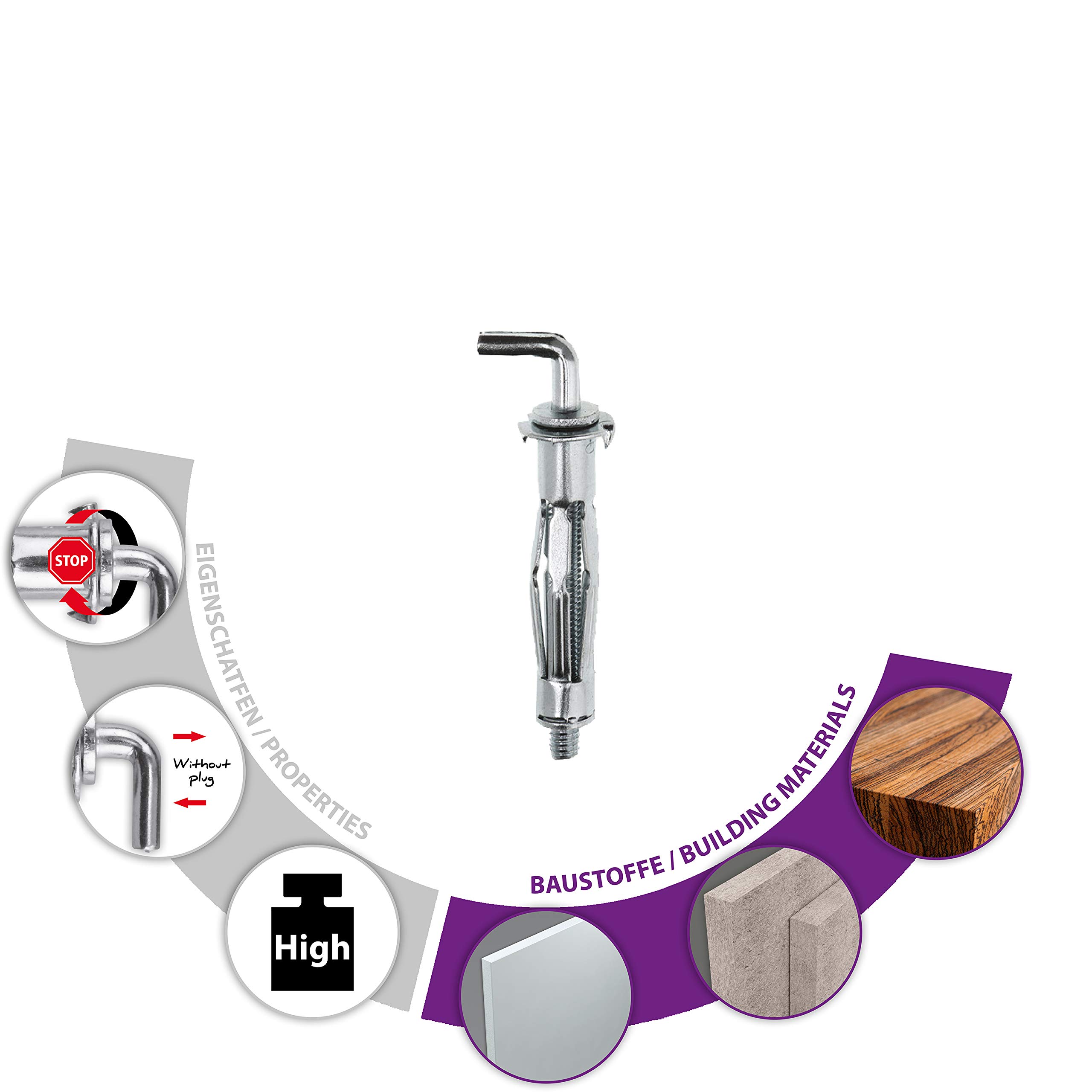 TOX metalowy hak kołek Pirat Skippi-L M6 x 52 mm, 25 sztuk, 035101681