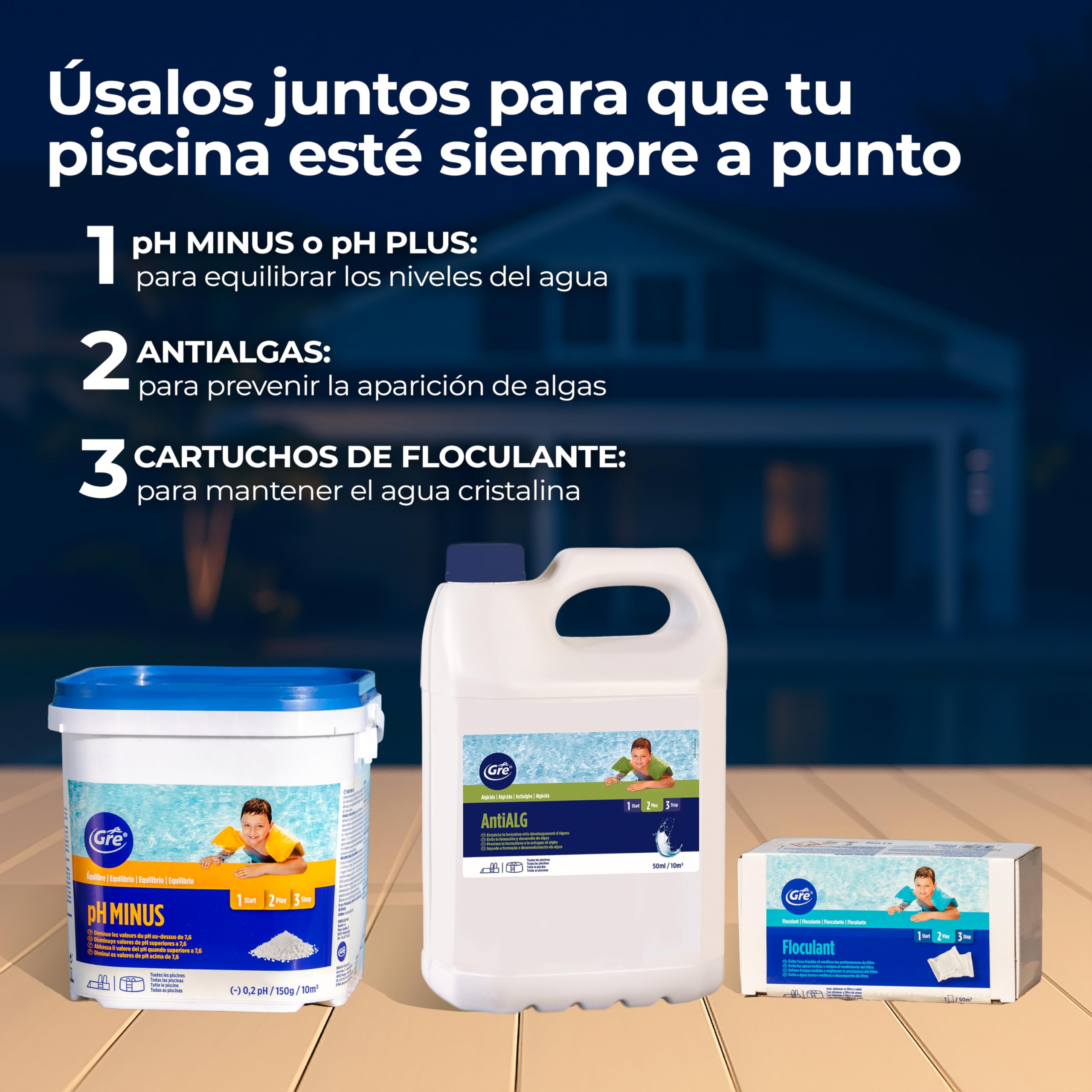GRE 76024 - Bromo en Pastillas. Desinfección Eficaz para el Agua de la Piscina Libre de Cloro, sin Olores ni Irritaciones. Ideal para Piscinas y Spas – 5 kg