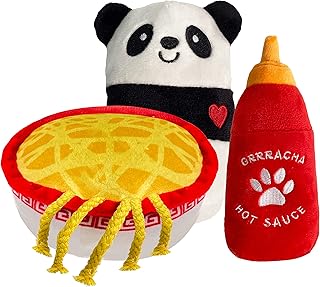 TONBO Cute Food Plush Dog Toys (Noodle Combo)