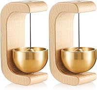 Zonon 2pcs Magnetic Wooden Shopkeepers Bell - C-Shape Wind Chime Doorbell for Door, Fridge, Garden, Home Decor Housewarming Gift (Nature Beech)