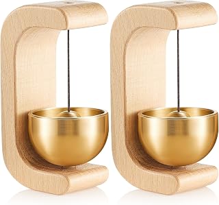 Zonon 2pcs Magnetic Wooden Shopkeepers Bell - C-Shape Wind Chime Doorbell for Door, Fridge, Garden, Home Decor Housewarming Gift (Nature Beech)