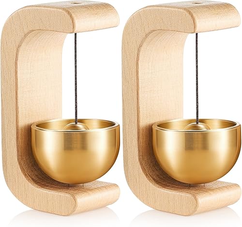 Vista 28 de Zonon 2 Piezas Campanillas de Viento Magnéticas de Madera Timbre Decoración Campana de Comerciantes para Apertura de Puerta Forma de C para Regalo