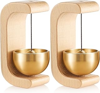Zonon 2 Pcs Magnetic Wooden Wind Chime Doorbell Decoration Shopkeepers Bell for Door Opening C Shape for Housewarming Gift Refrigerator Room Garden Restaurant (Nature Beech)