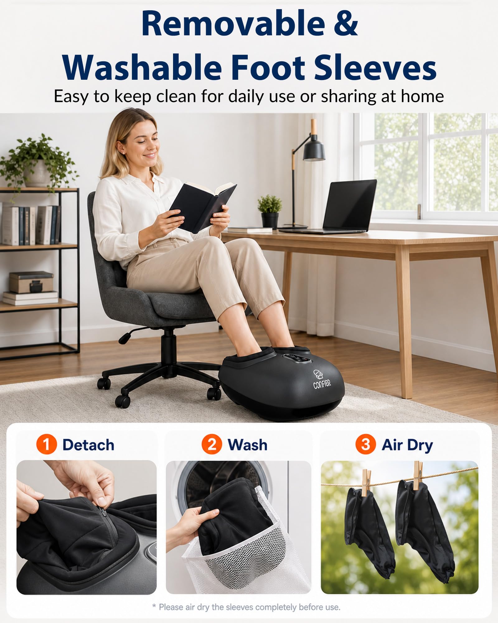 COMFIER Fußmassagegerät mit Shiatsu, Tiefenkneten, Vibration, Rollen, Kompression, beheiztes Fußmassagegerät für Plantarfasziitis, Multi-Modi-Einstellungen, Fernbedienung, Geburtstagsgeschenke für