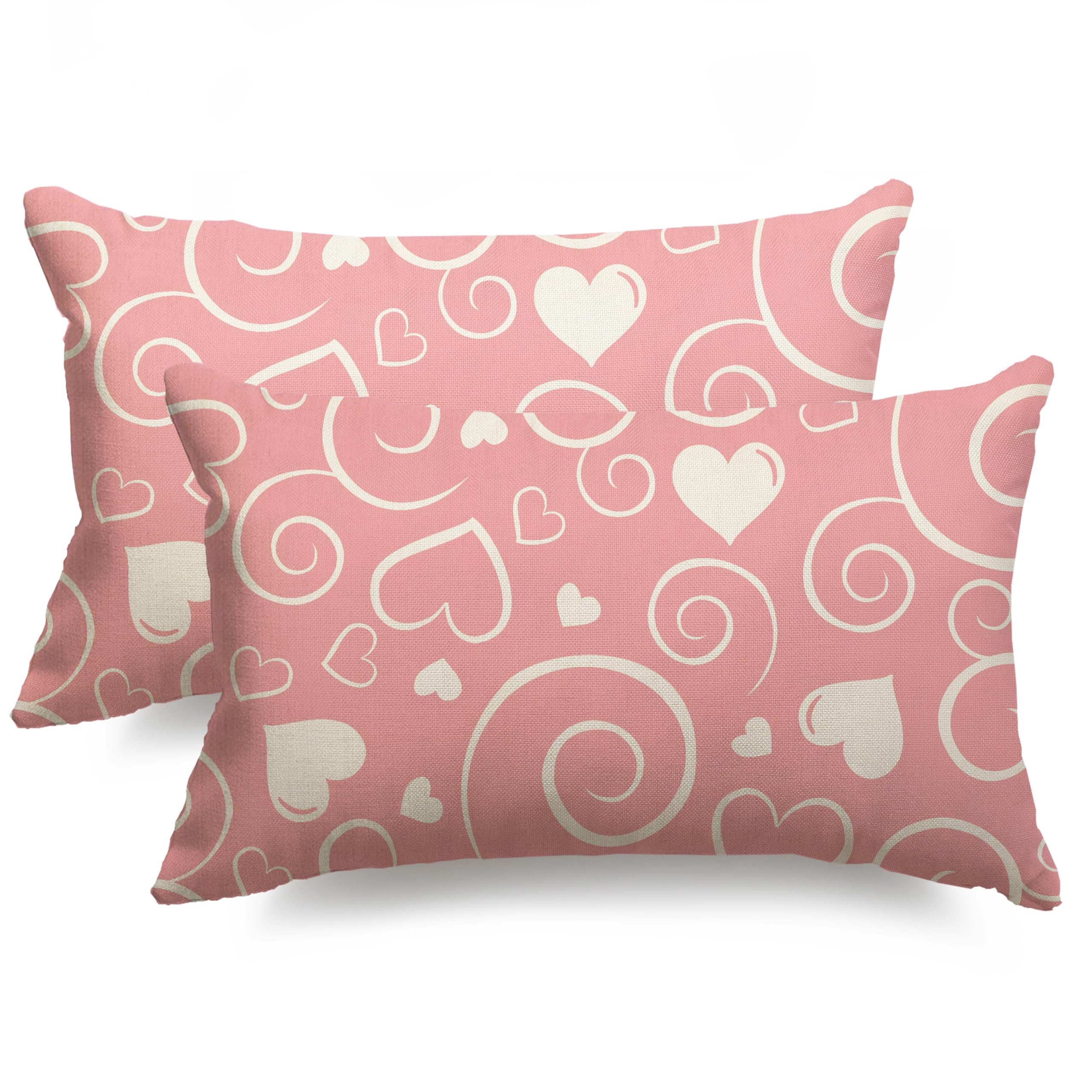 JXZYGMD Valentines Day Pillow Covers 12x20 Set of 2 Birthday Gifts Love Pattern Throw Pillow Cover Decorations Farmhouse Outdoor for Home Decor