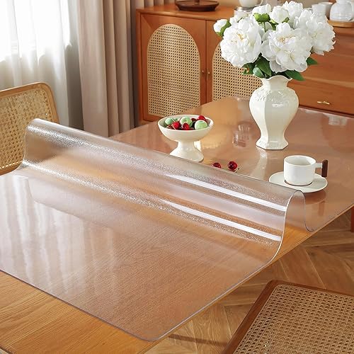Miniatura 9 de OstepDecor - Protector de mesa de plástico transparente de cloruro de polivinilo (PVC), 116de pulgada de grosor, 35.4 x 63pulgadas, para mesa de