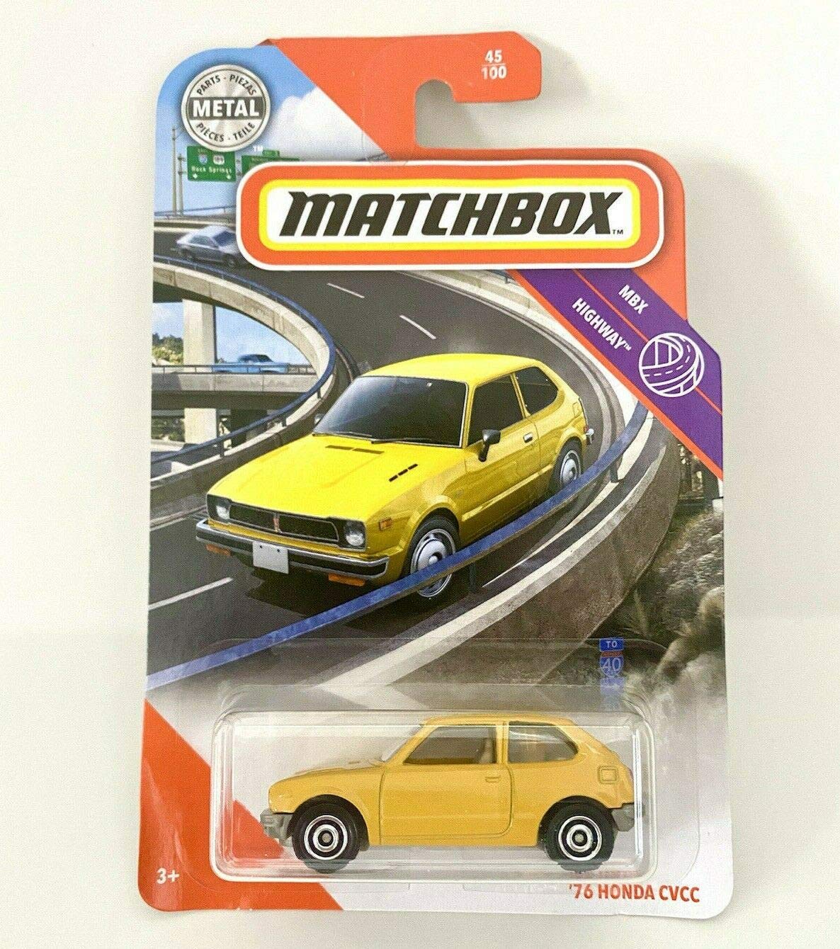 Matchbox '76 Civic CVCC (Gelb) Schrägheck - MBX Highway 45/100
