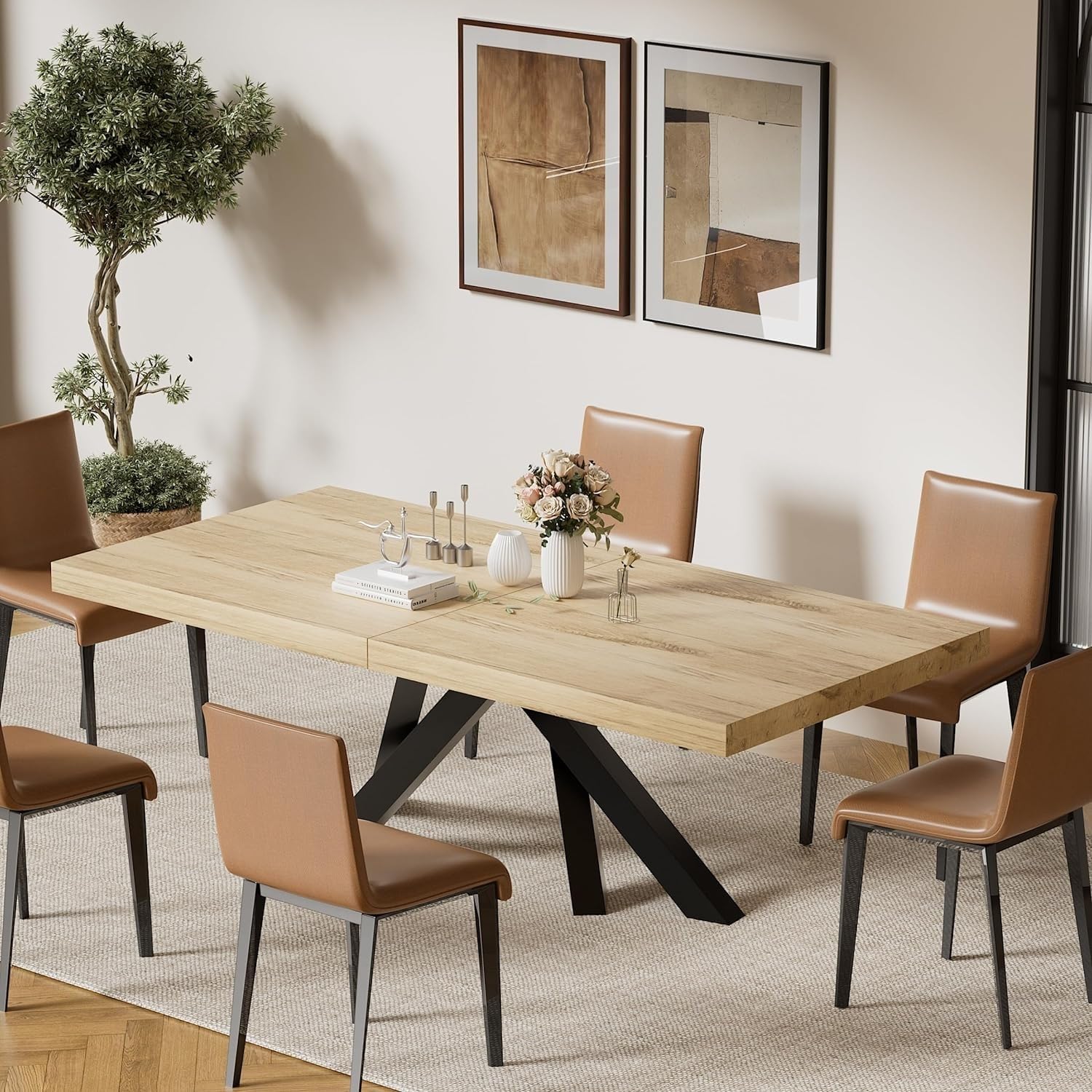 Bed Bath & Beyond 63"-79" Extendable Dining Room Table for 6 8, Modern ...