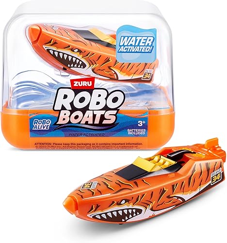 Miniatura 3 de Robo Alive ZURU - Botes robo, tiburón tigre y tiburón robo, paquete de 2, juguete de barco activado por agua, (exclusivo de Tienda)