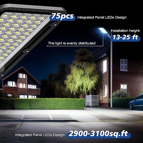 Miniatura 2 de Luces solares de calle de 12000 W para exteriores, 6500 K, luces de estacionamiento solares comerciales del atardecer al amanecer, resistente tipo