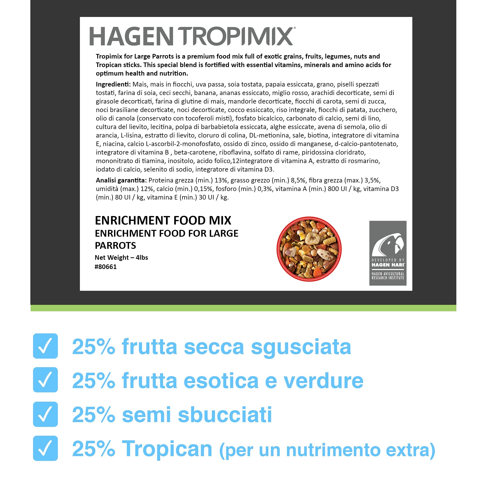 Hari - Mangime per pappagalli - Tropimix per grandi pappagalli - 1800gr