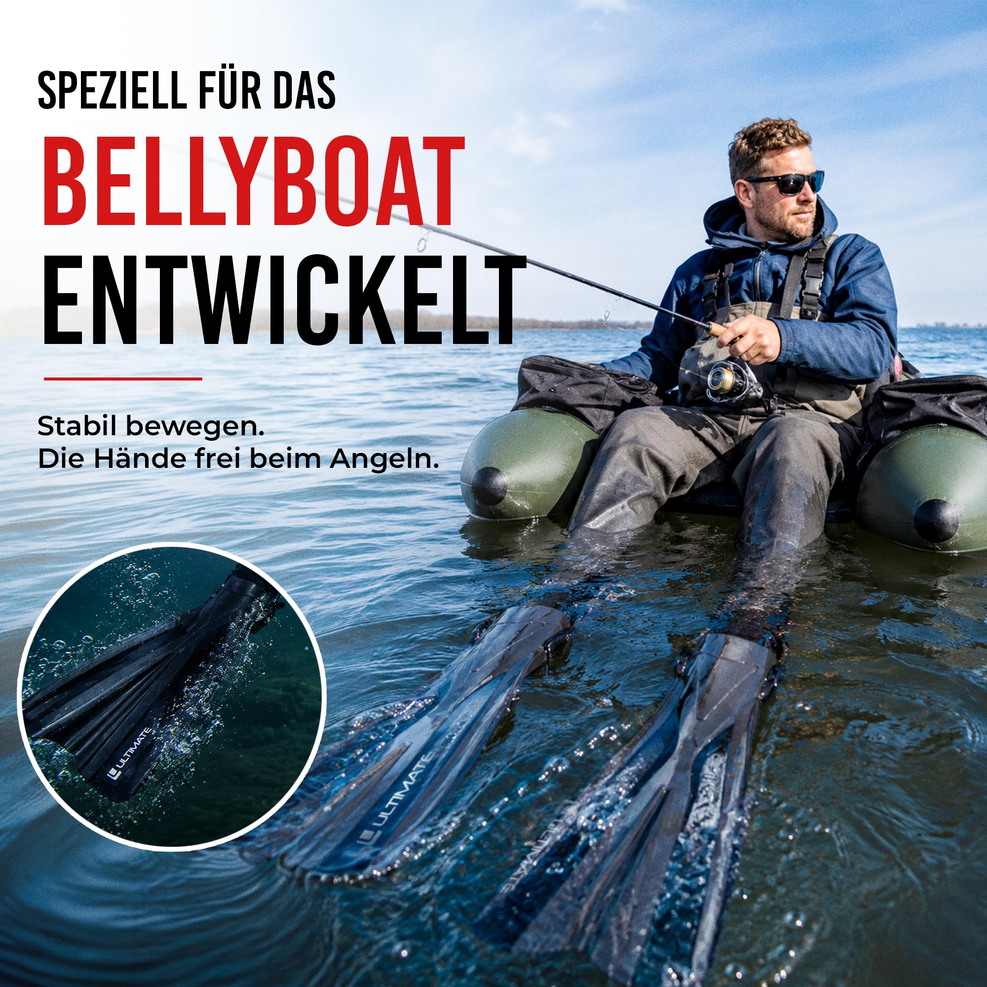 Ultimate Bellyboat Fins - One Size Fits All - Belly Boot Flossen